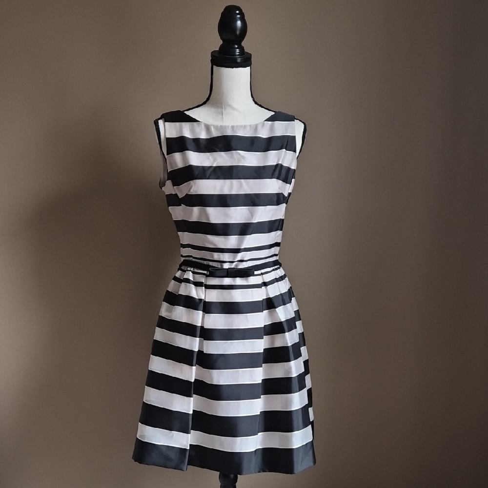 Monochrome Striped Midi Dress